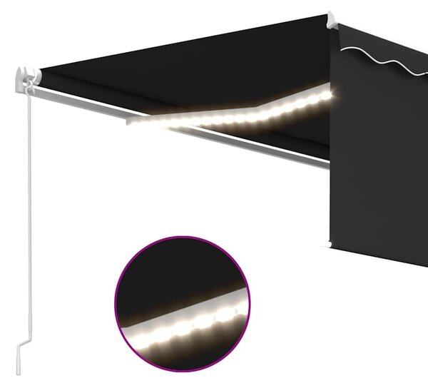 Ručně zatahovací markýza s roletou a LED 4 x 3 m antracitová 3069304