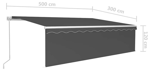 Ručně zatahovací markýza s roletou a LED 5 x 3 m antracitová 3069344