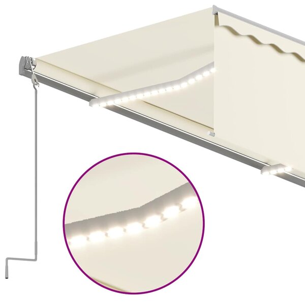 Automatická markýza roleta LED a senzor větru 3x2,5 m krémová 3069392
