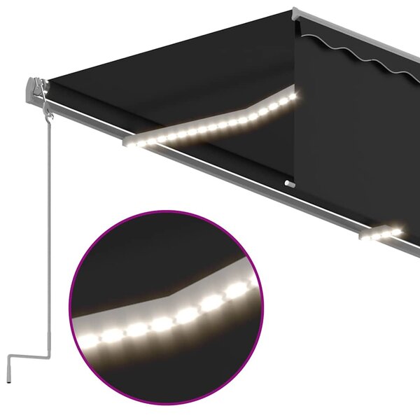 Automatická markýza roleta LED a senzor větru 3x2,5 m antracit 3069394
