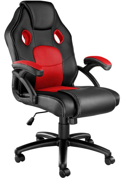 Tectake 403452 kancelářská židle ve sportovním stylu mike - černá/červená