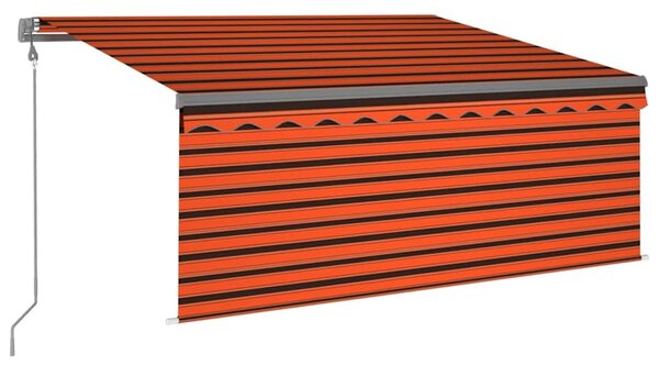 Automatická markýza roleta+LED+senzor větru 3,5x2,5 m oranžová 3069415