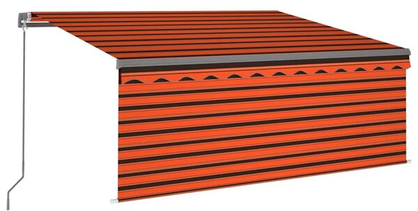 Ručně zatahovací markýza s roletou a LED 3,5x2,5m oranžovohnědá 3069405