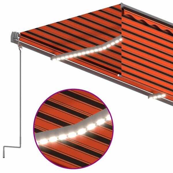 Automatická markýza roleta+LED+senzor větru 3,5x2,5 m oranžová 3069415