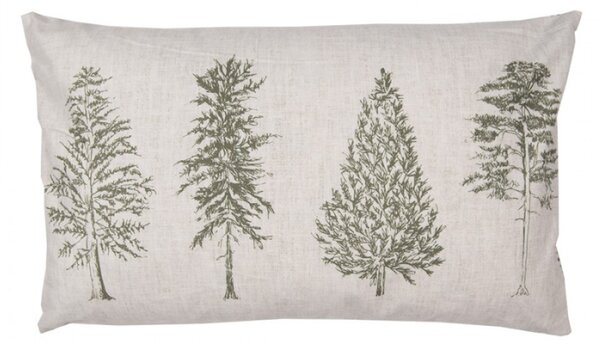 Béžový povlak na polštář se vzorem jehličnatých stromů Natural Pine Trees horizontální – 30x50 cm