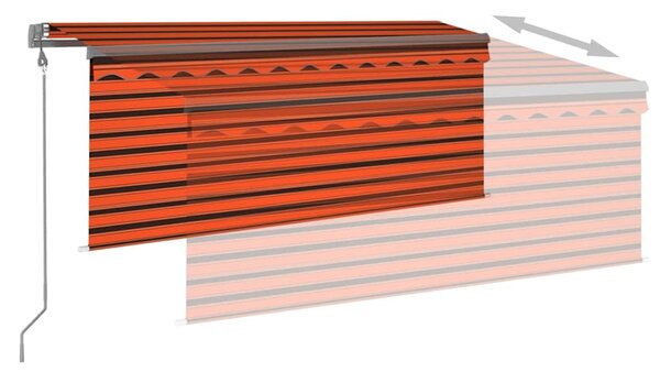 Automatická markýza roleta+LED+senzor větru 3,5x2,5 m oranžová 3069415