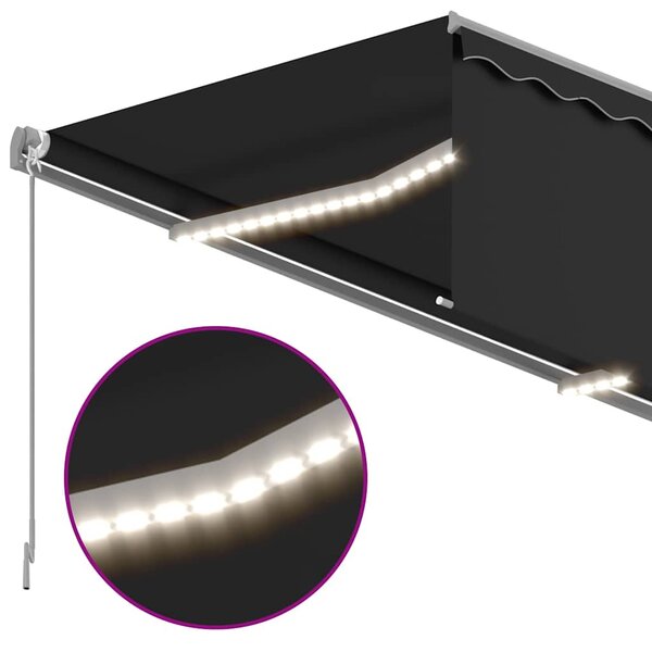 Automatická markýza roleta LED senzor větru 4,5x3 m antracitová 3069454
