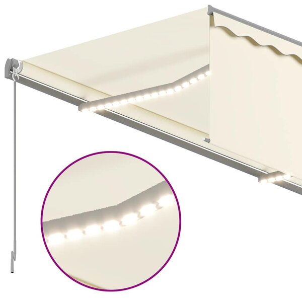 Ručně zatahovací markýza s roletou a LED 4 x 3 m krémová 3069422
