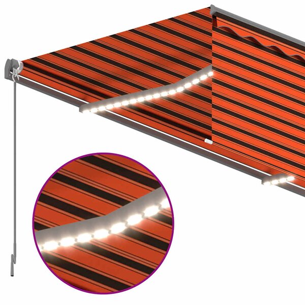 Ručně zatahovací markýza s roletou a LED 3,5x2,5m oranžovohnědá 3069405