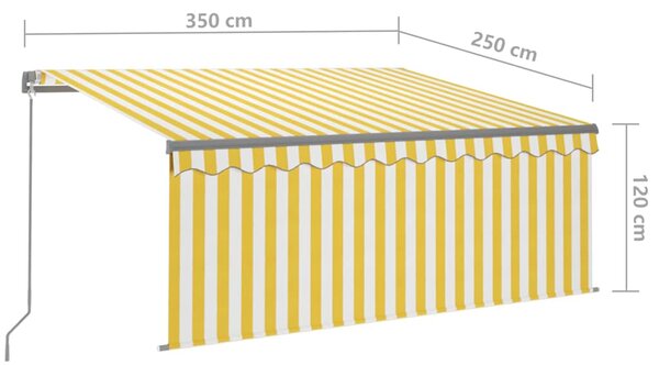 Ručně zatahovací markýza s roletou a LED 3,5 x 2,5 m žlutobílá 3069403