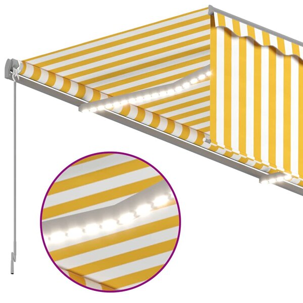 Ručně zatahovací markýza s roletou a LED 3,5 x 2,5 m žlutobílá 3069403