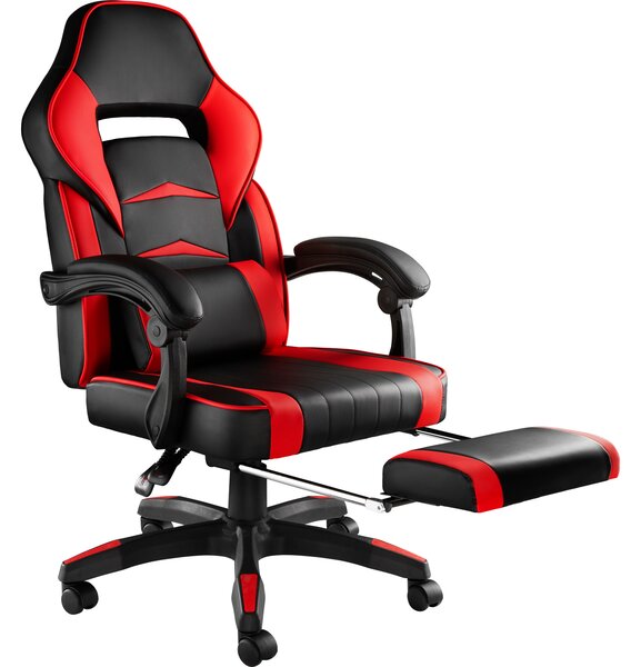 Tectake 403463 kancelářská židle s opěrkou pro nohy - černá/červená