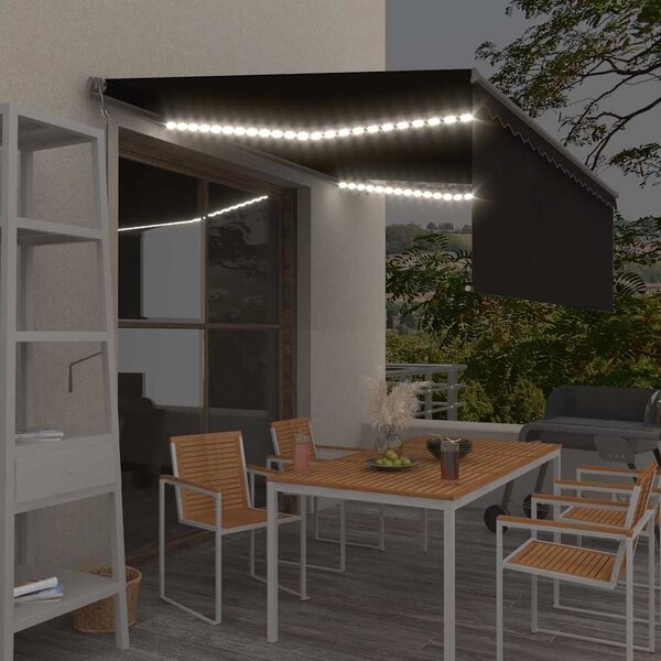 Automatická markýza roleta LED senzor větru 4,5x3 m antracitová 3069454