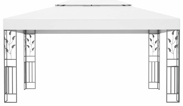Altán s dvojitou stříškou a světelnými LED řetězy 3 x 4 m bílý 3070298