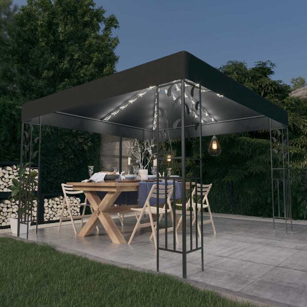 Altán se světelnými LED řetězy 3 x 3 m antracitový 3070296