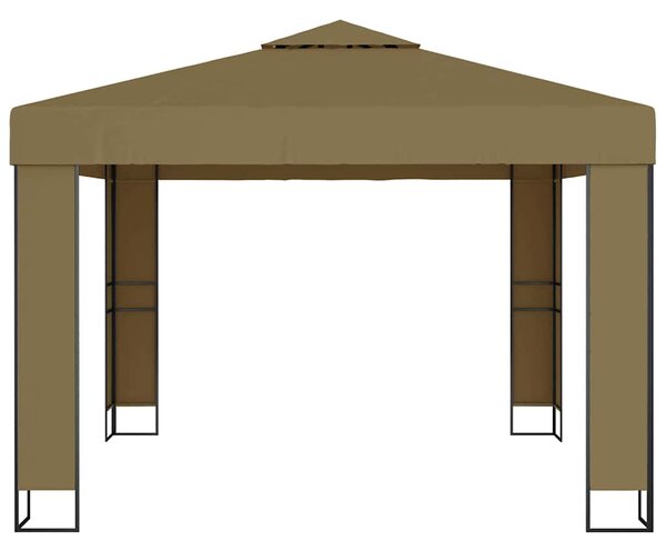 Altán s dvojitou střechou 3 x 3 x 2,7 m taupe 180 g/m² 312218