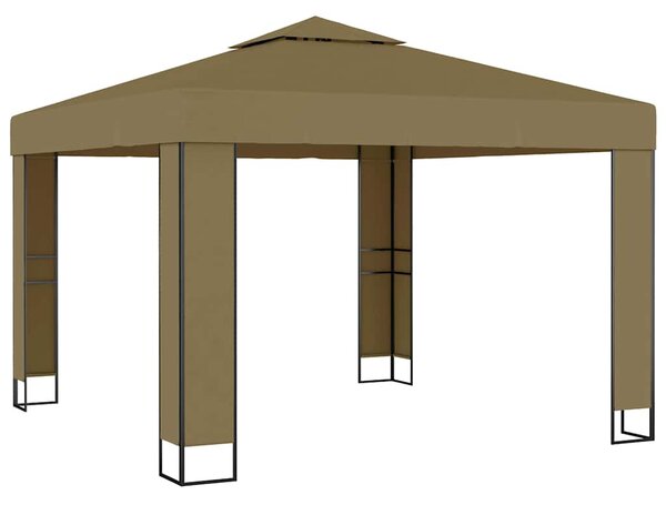 Altán s dvojitou střechou 3 x 3 x 2,7 m taupe 180 g/m² 312218