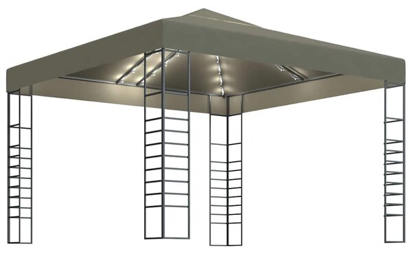Zahradní altán se světelnými LED řetězy 3 x 3 m taupe 3070309