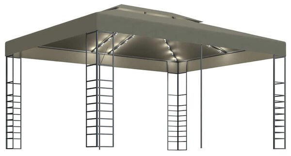 Altán se světelnými LED řetězy 3 x 4 m taupe 3070310