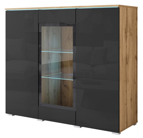 VYSOKÁ KOMODA, černá, dub wotan, 120/103,3/39,5 cm P & B - Online Only obývací stěny, Online Only