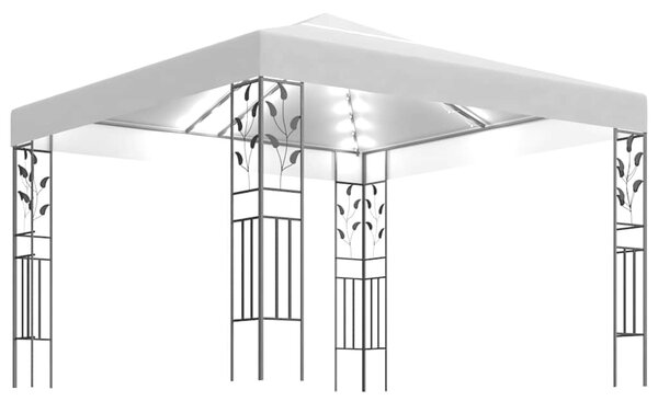 Altán se světelnými LED řetězy 3 x 3 m bílý 3070311