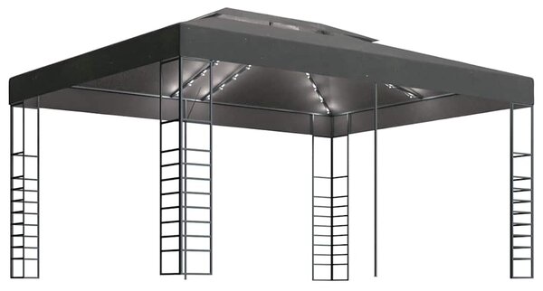 Altán se světelnými LED řetězy 3 x 4 m antracitový 3070308