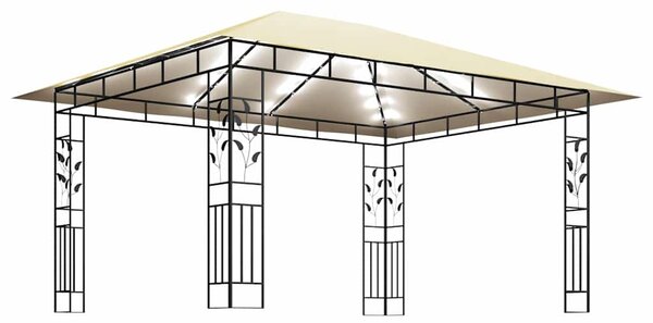 Altán s moskytiérou a světelnými LED řetězy 4x3x2,73 m krémový 3070315