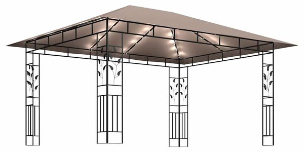 Altán s moskytiérou a světelnými LED řetězy 4x3x2,73 m taupe 3070319