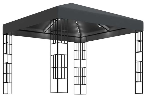 Altán se světelnými LED řetězy 3 x 3 m antracitový 3070322