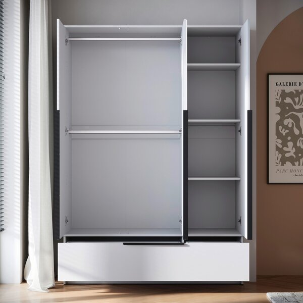 ŠATNÍ SKŘÍŇ, bílá, 134,5/192,9/51 cm P & B - Šatní skříně, Online Only