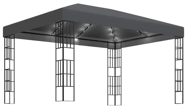 Altán se světelnými LED řetězy 3 x 4 m antracitový 3070323