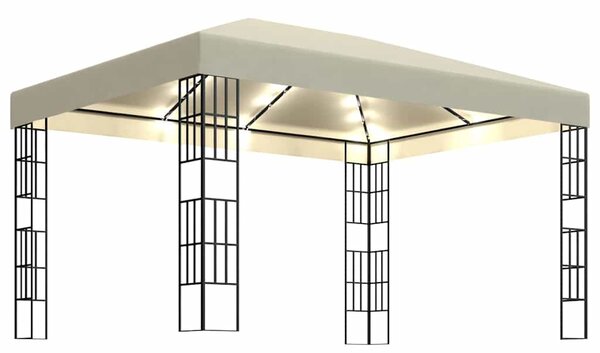 Altán se světelnými LED řetězy 3 x 4 m krémový 3070321
