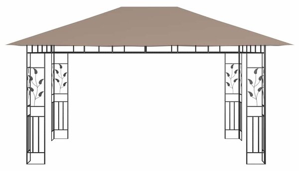 Altán s moskytiérou a světelnými LED řetězy 4x3x2,73 m taupe 3070319