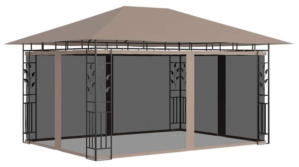 Altán s moskytiérou a světelnými LED řetězy 4x3x2,73 m taupe 3070319