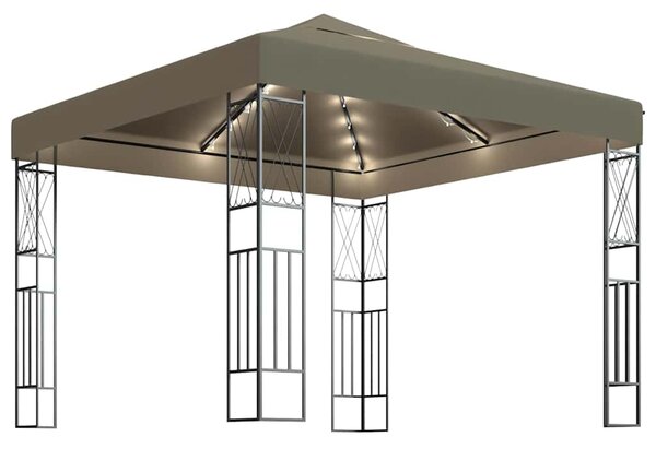Altán se světelnými LED řetězy 3 x 3 m taupe textil 3070330