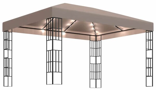 Altán se světelnými LED řetězy 4 x 3 m taupe 3070325