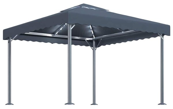 Altán se světelnými LED řetězy 300 x 300 cm antracitový hliník 3070343