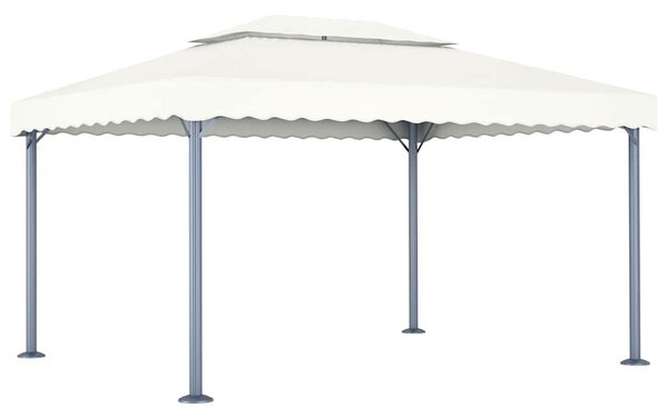 Altán se světelnými LED řetězy 400 x 300 cm krémový hliník 3070351