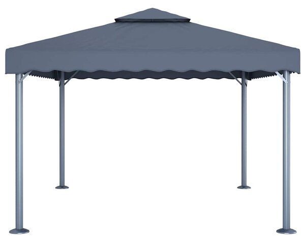 Altán se světelnými LED řetězy 400 x 300 cm antracitový hliník 3070352