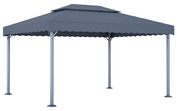 Altán se světelnými LED řetězy 400 x 300 cm antracitový hliník 3070352
