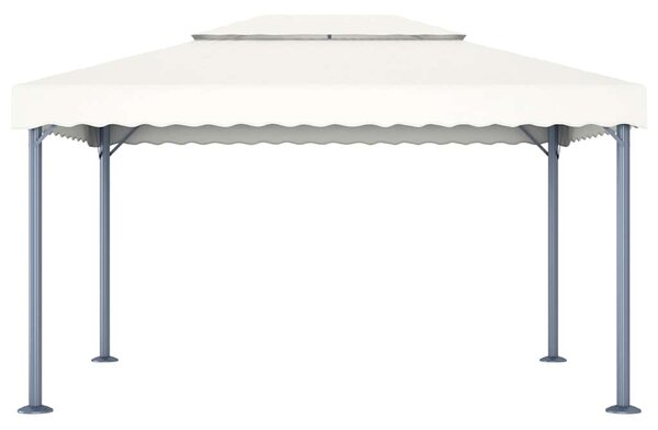 Altán se světelnými LED řetězy 400 x 300 cm krémový hliník 3070351