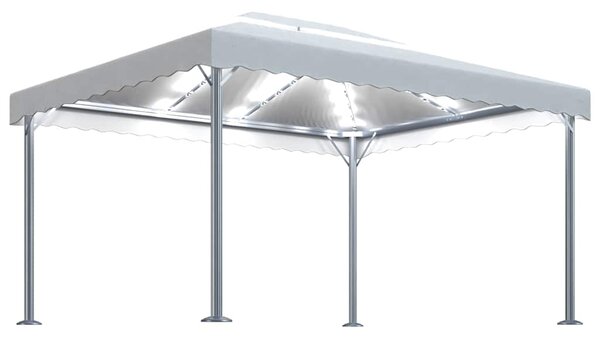 Altán se světelnými LED řetězy 400 x 300 cm krémový hliník 3070351