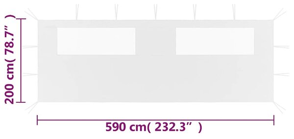 Boční stěna k party stanu s okny 6 x 2 m bílá 3070416