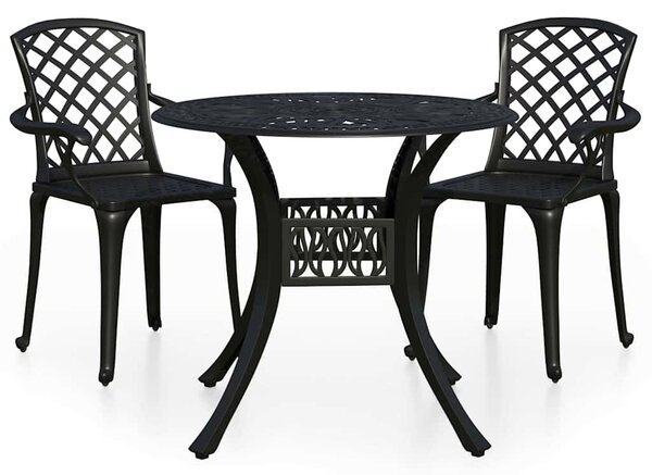 3dílný bistro set litý hliník černý 3070584
