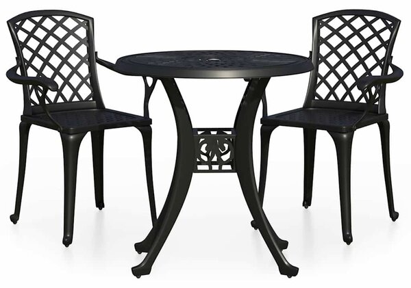 3dílný bistro set litý hliník černý 3070581