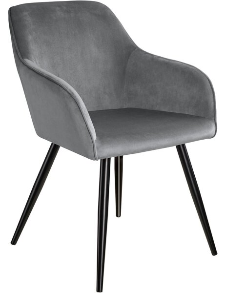 Tectake 403659 židle marilyn sametový vzhled černá - šedo - černá