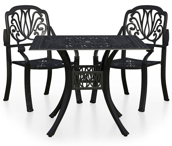 3dílný bistro set litý hliník černý 3070578