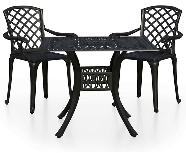3dílný bistro set litý hliník černý 3070587