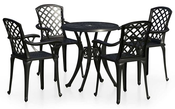 5dílný bistro set litý hliník černý 3070608