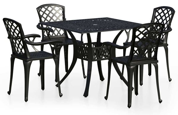 5dílný bistro set litý hliník černý 3070614